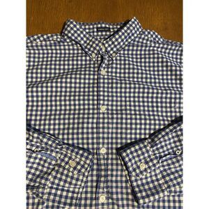 American Eagle Shirt Mens 2XL XXL Blue Check Long Sleeve ButtonUp Seriously Soft